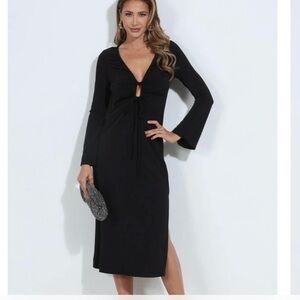 Veronica M Chic Black Long Sleeve Dress